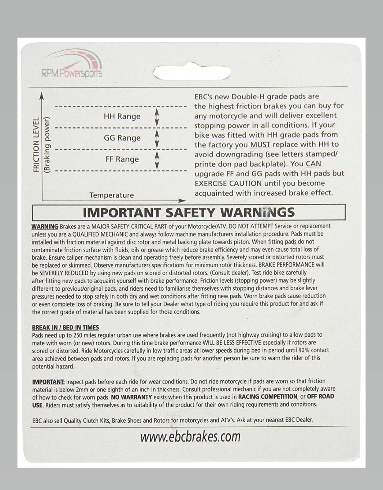 PietaオカリナEXcellent4C• Amazon.com: EBC HH Front & Rear Brake Pads 03 04 05 06 ZX6RR